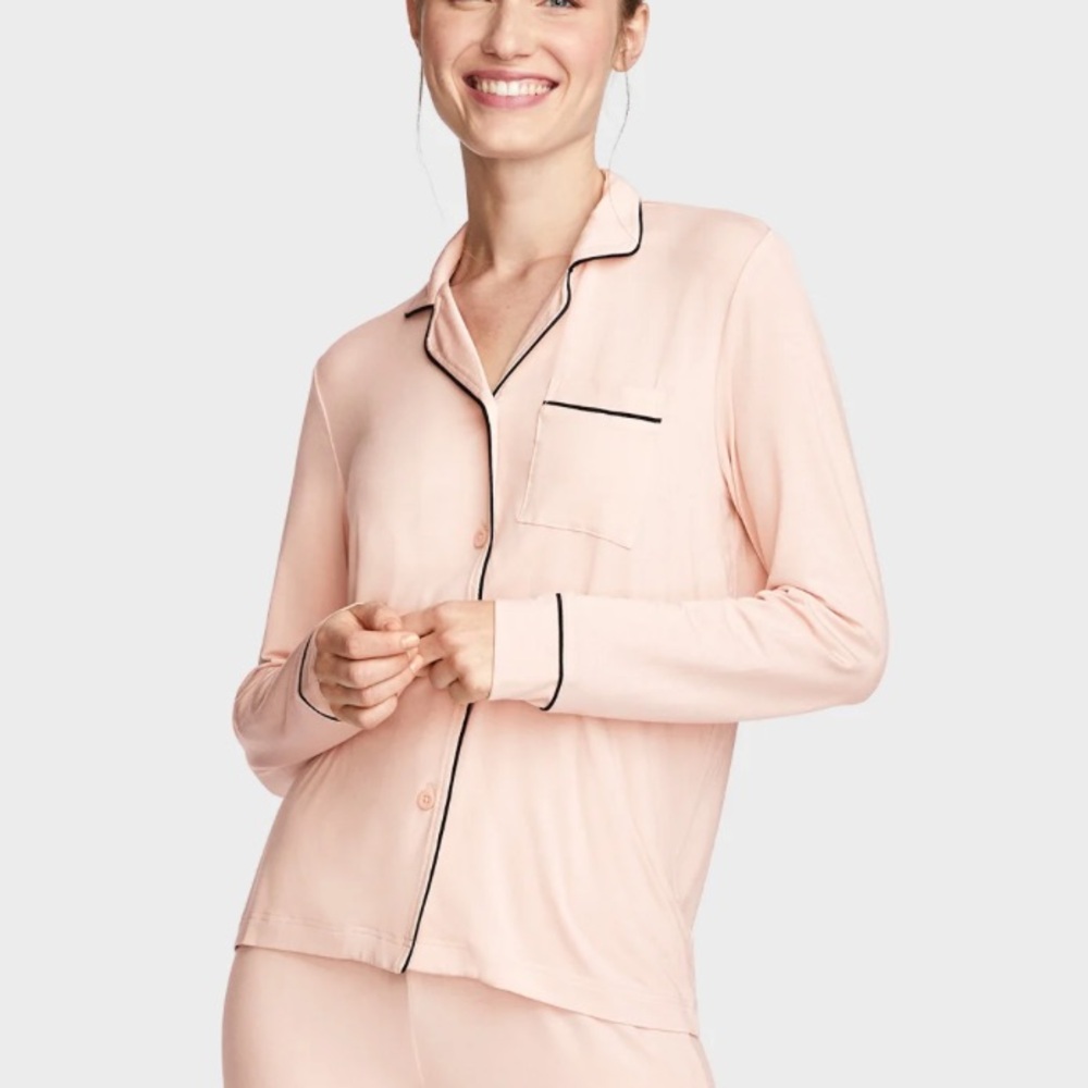 PJ Place Womens XXXL Pink Modal Button Front Pajama Top